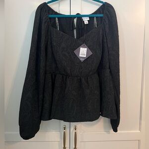 Ava + Viv Black Peplum Blouse